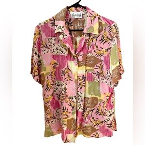 Diane von Furstenberg Colorful Patchwork Print Button‑Front Shirt